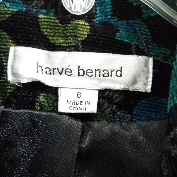 Harve Benard Women's Size 6 Textured Corduroy Lined Blazer Black with Blue/Green - Picture 7 of 15